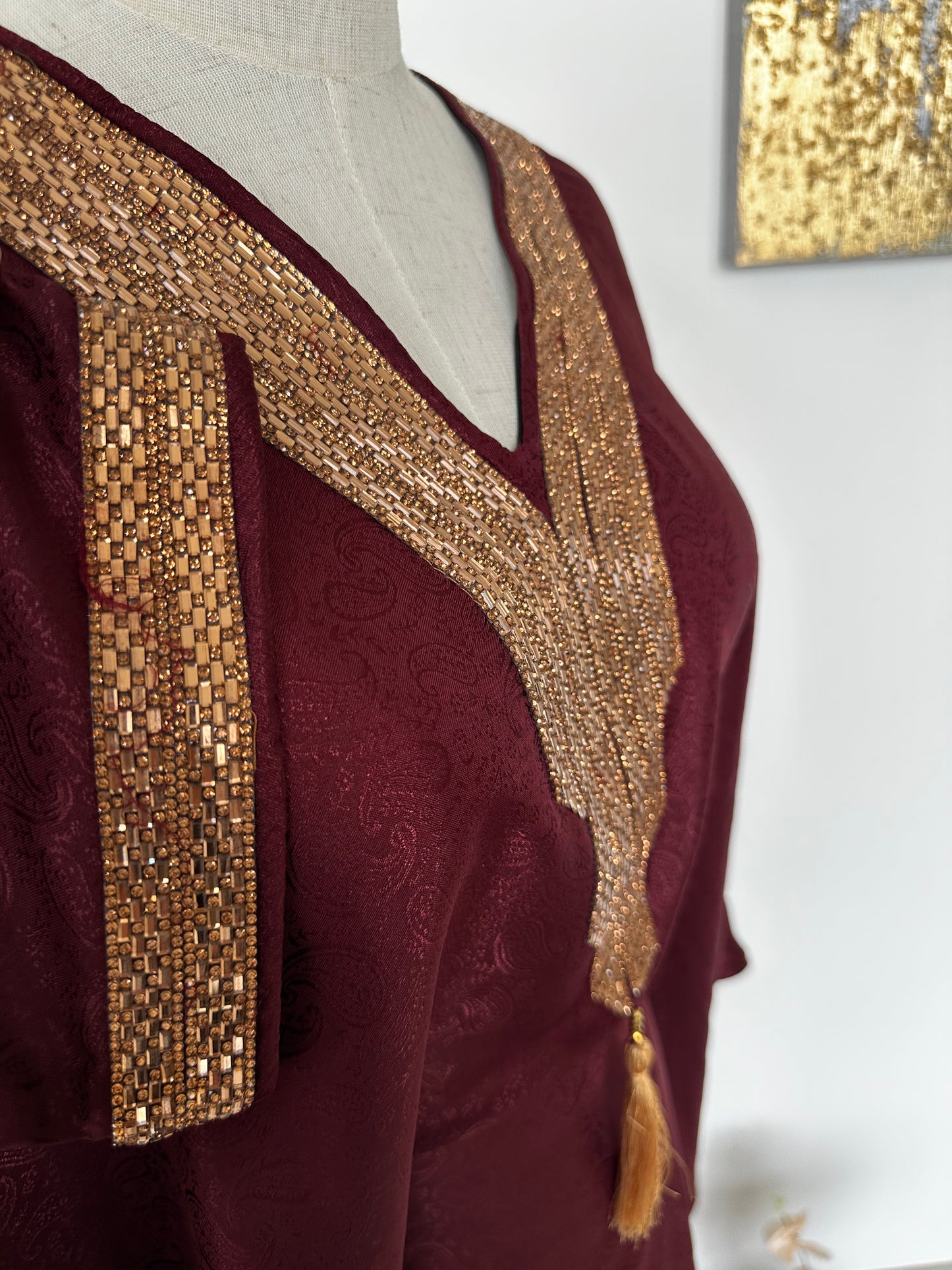 Luxurious maroon abaya